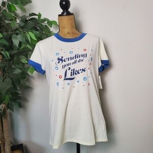 NEW Lularoe LIV Short Sleeve Shirt Womens Small Social Media